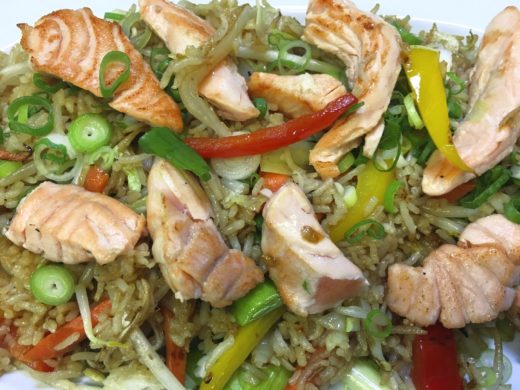 1002. Fried Rice with Vegetables and Salmon